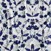 White Blue Designer Floral Pattern Digital Printed Fabric